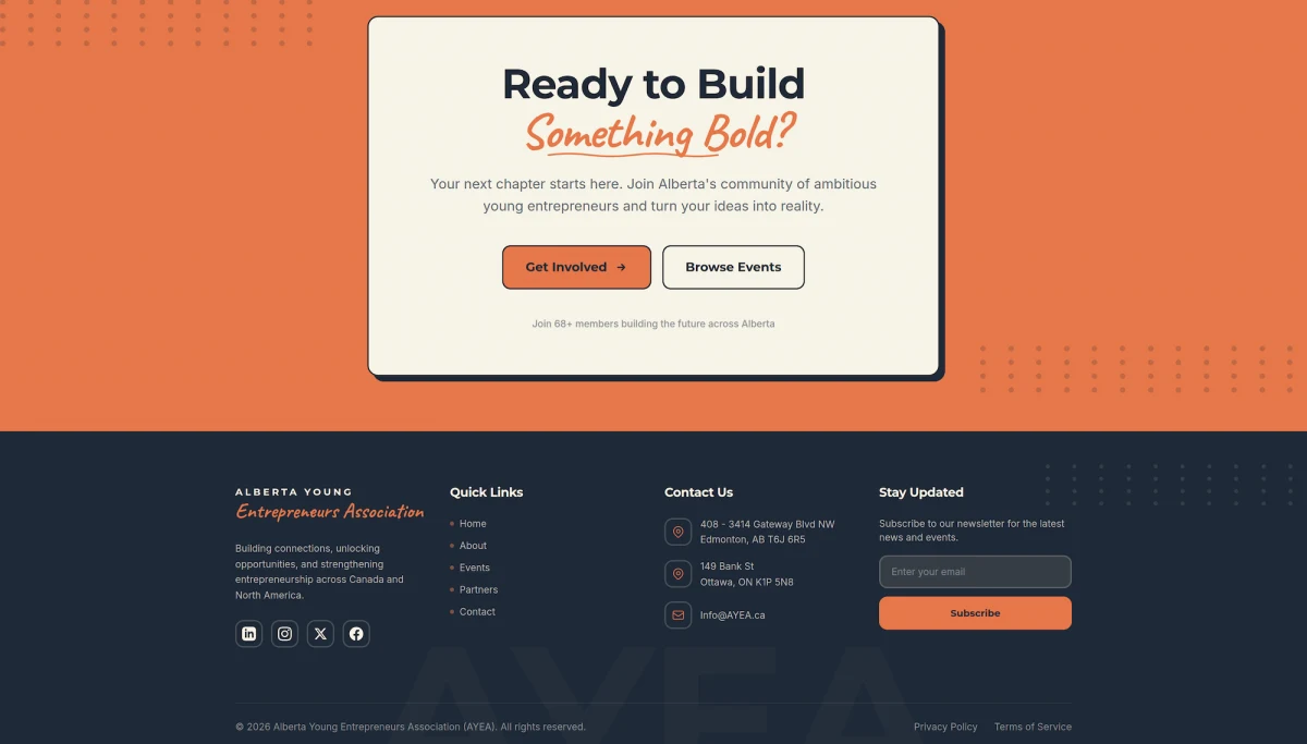 AYEA footer and wave section transitions