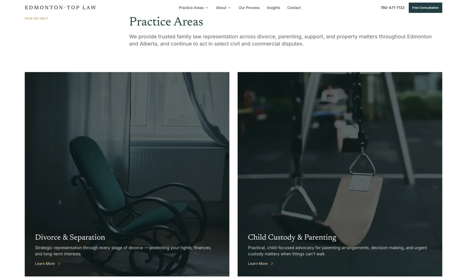 Edmonton Top Law website, custom web design by Edmonton Web Design Company