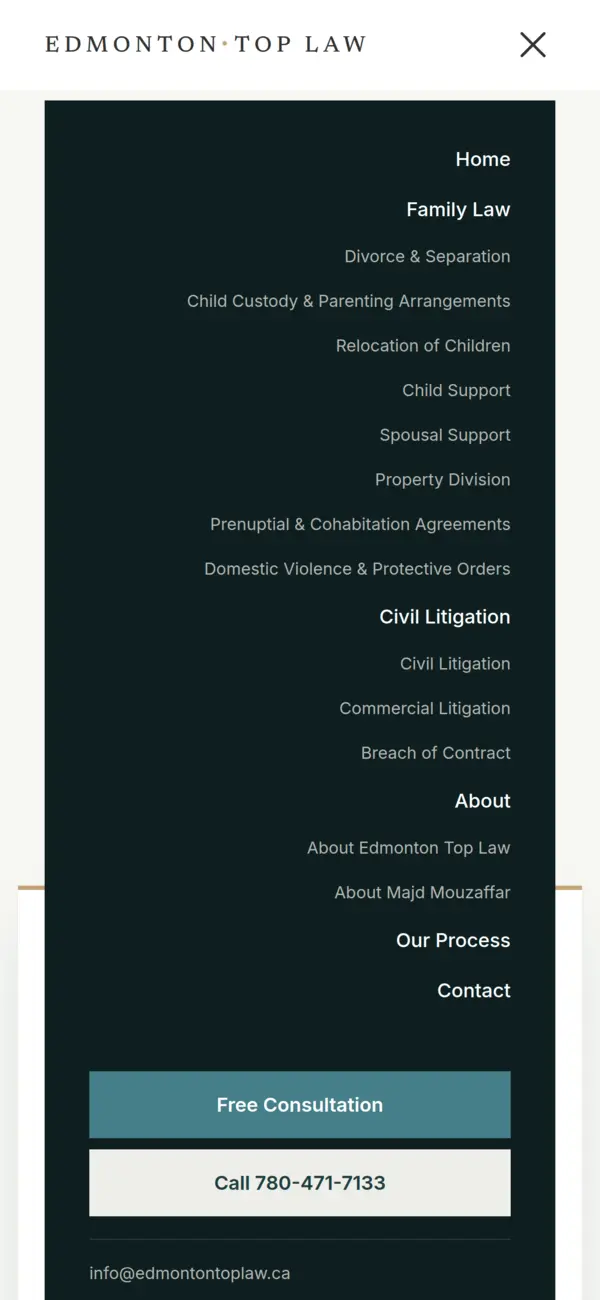 Edmonton Top Law mobile menu