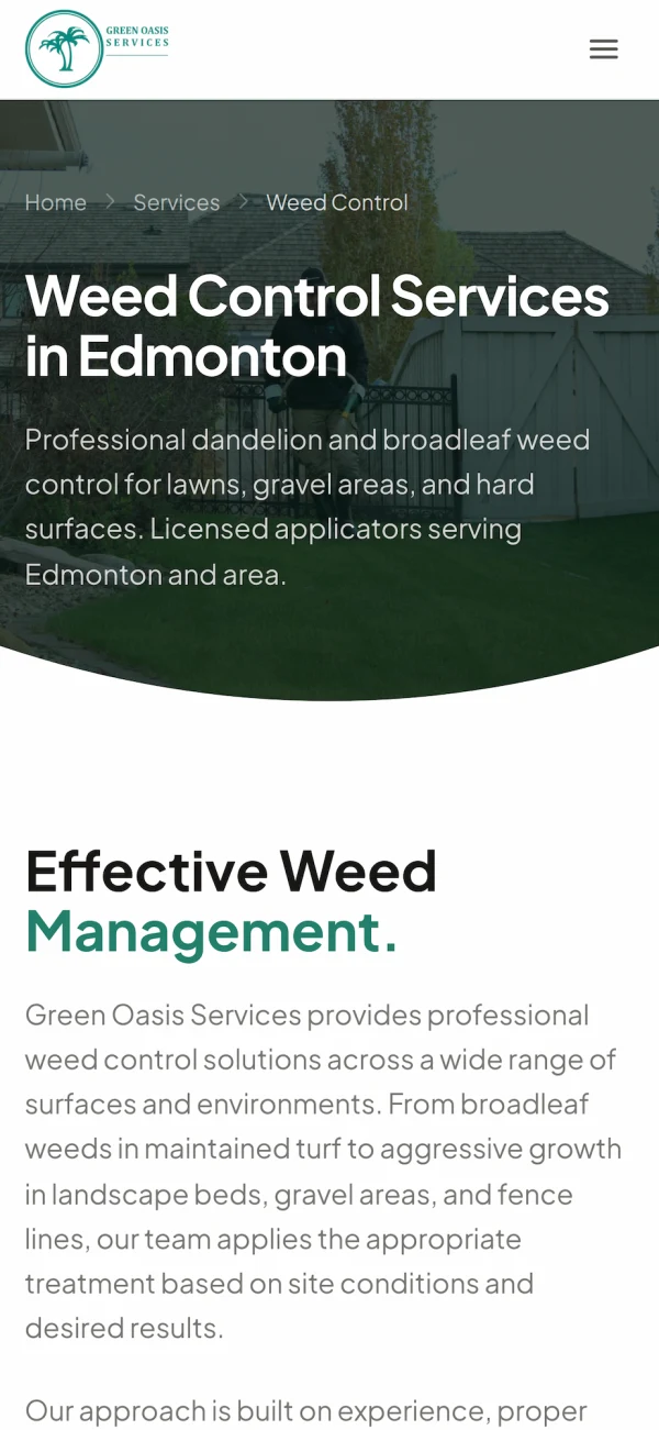 Green Oasis Services mobile design