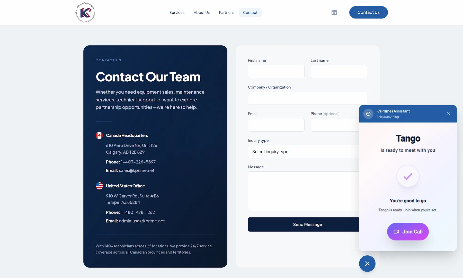 K'Prime Technologies AI chatbot