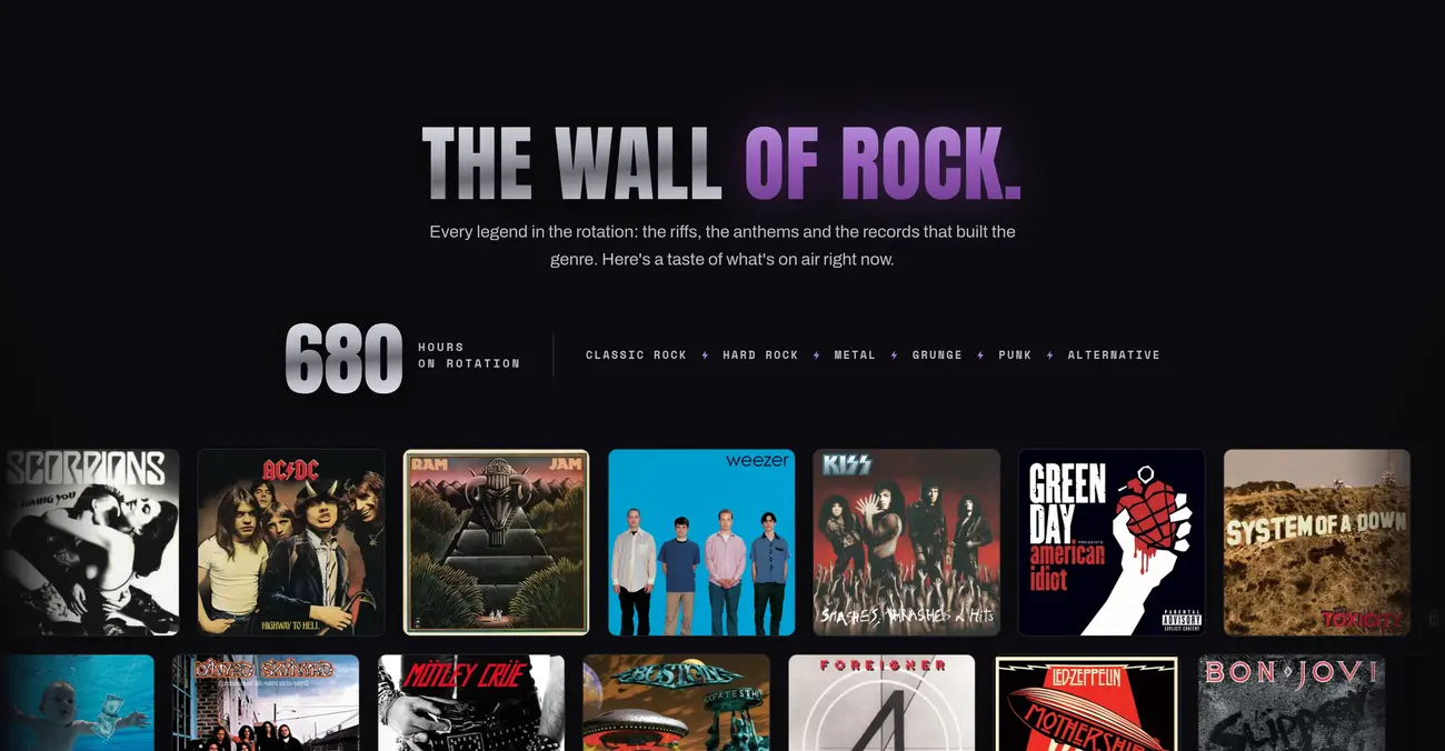 Rock Nation Radio wall of rock album art library
