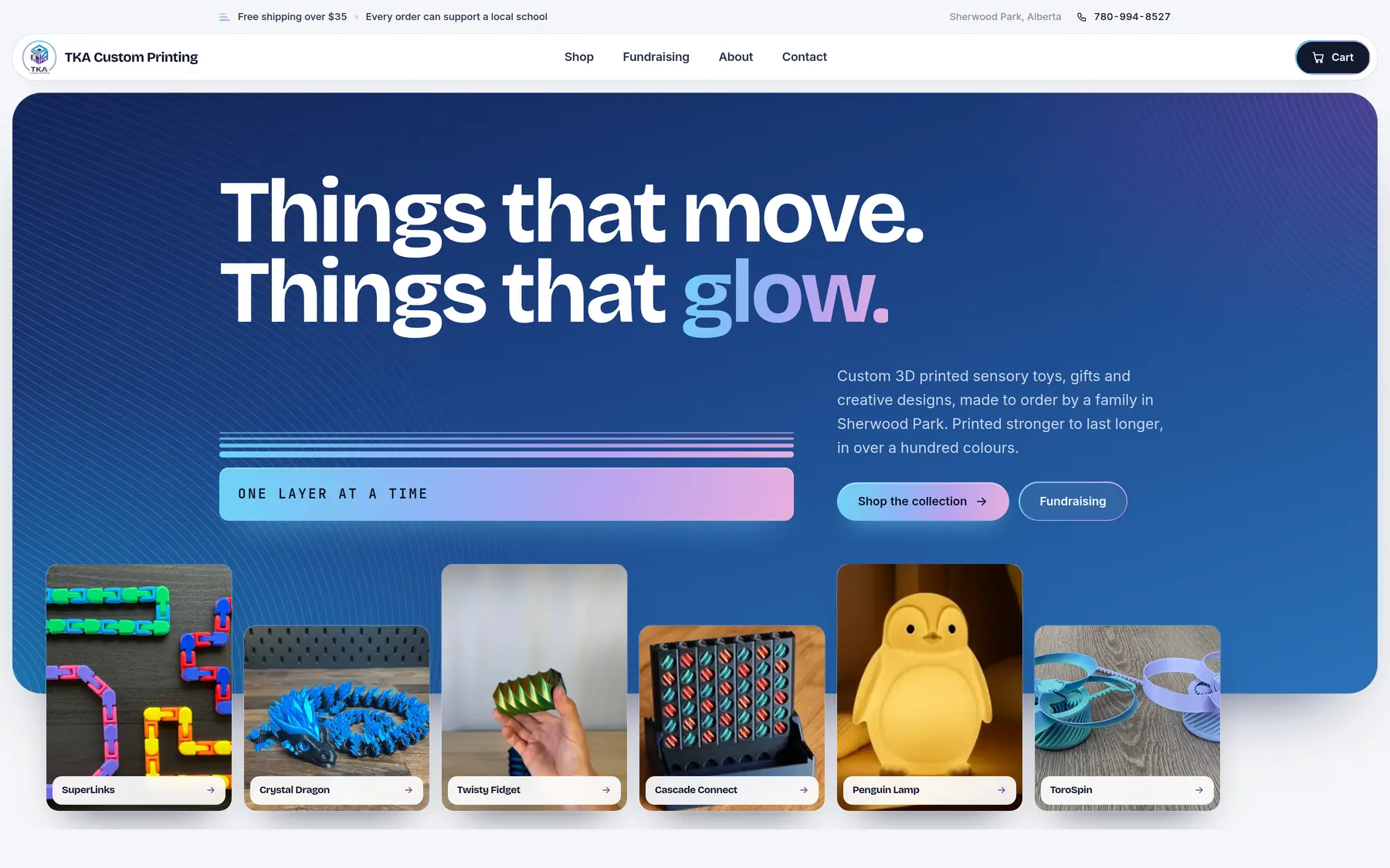 TKA Custom Printing website on desktop, custom web design by Edmonton Web Design Company