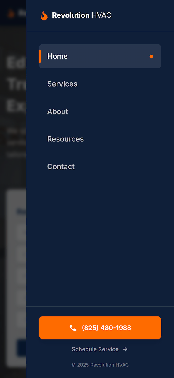 Revolution HVAC mobile design